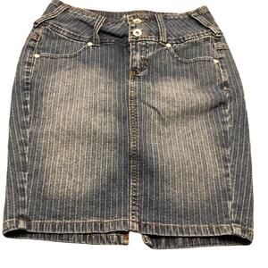 Farlow Jeans Textured Pinstriped Denim Skirt Juniors Size 3 Curvy Fit